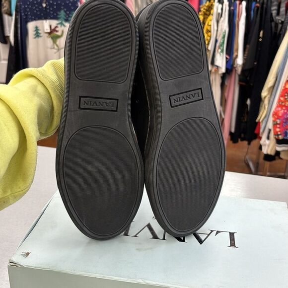 Brand New Lanvin Men's Suede Croc-Print Cap-Toe Sneakers - Picture 7 of 9